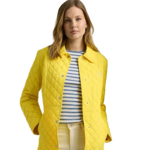 NWT LAUREN RALPH LAUREN Women's Diamond Quilted Jacket in Lemon Daffodil Size M